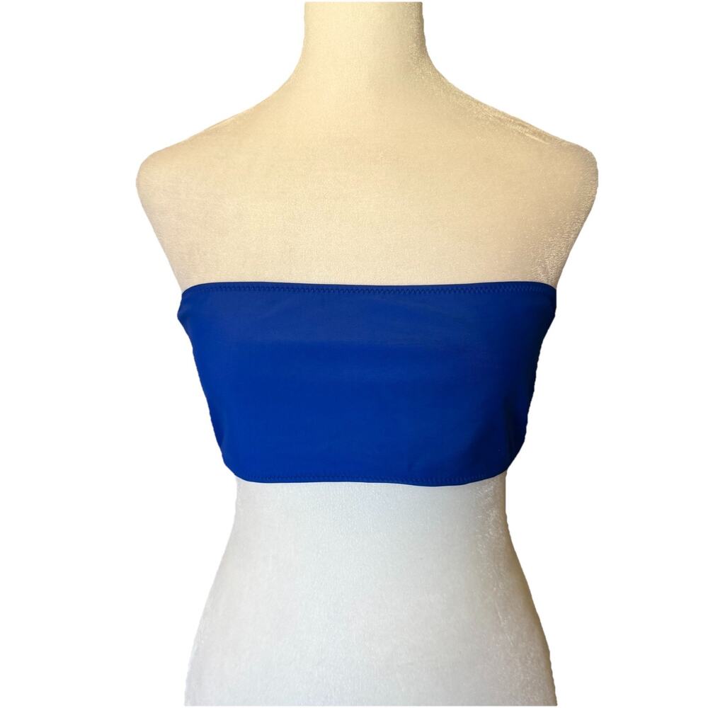 NWT WHITE FOX Womens Large Kiki Bikini Top Bandeau Electric Blue Strapless Swim